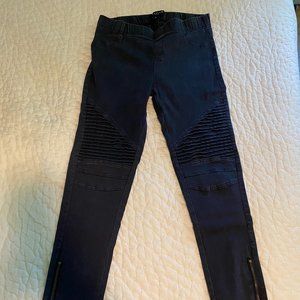 Beulah Moto Zipper Leggings, Navy, M